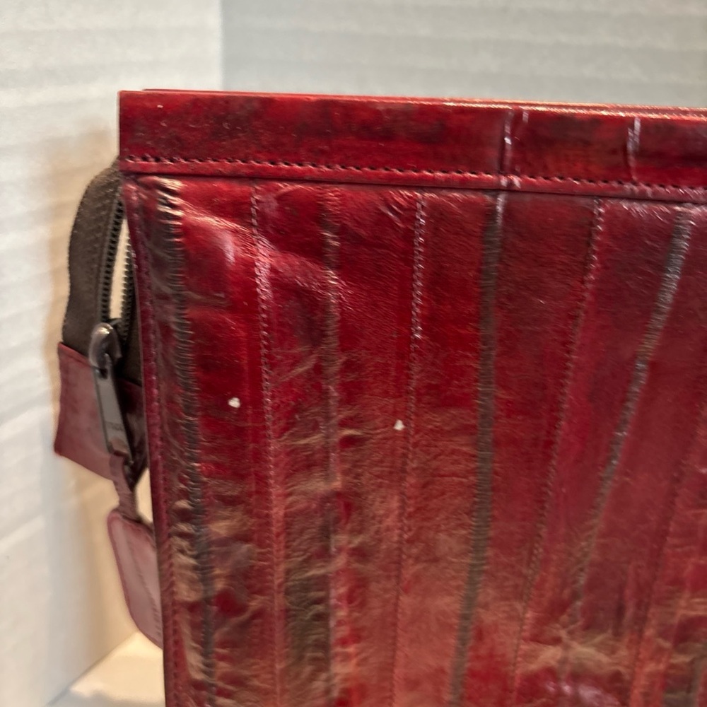 Elegant Red Gray Orange Eel Skin Cosmetic Bag Set Lot - Picture 3 of 10